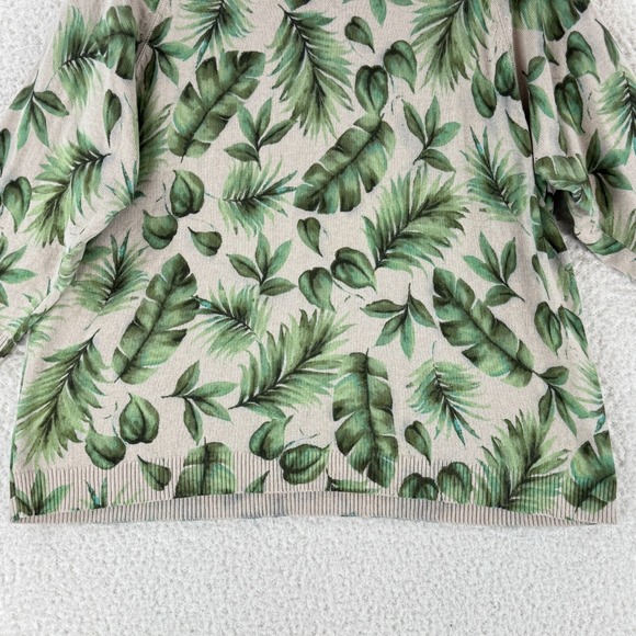 J. Jill Green Leaf Print Pullover Sweater Womens 3/4 Sleeve Stretch Size PM - Picture 6 of 12